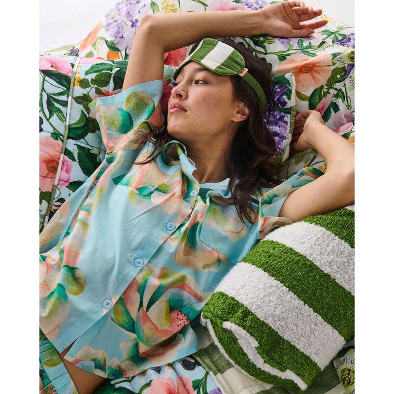 Kip&Co Moss Stripe Velvet Eye Mask image number 1